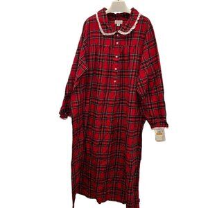 Lanz of Salzburg NEW NWT red Scottish Stewart Tartan plaid flannel nightgown 3X
